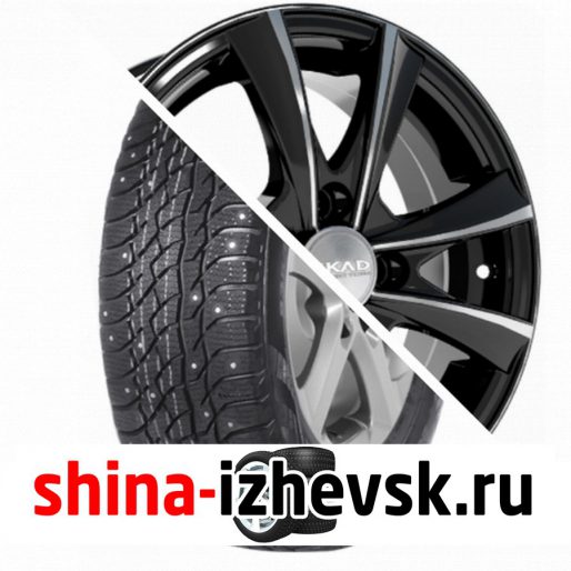 Колесо в сборе Viatti Bosco Nordico (V-523) 205/70 R15 T 96 + СКАД Мальта 6xR15 4×100 ET48 DIA54.1 Черный глянцевый с полированной лицевой поверхностью в Ижевске